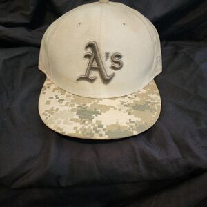 New Era Cream and Tan Hat with Embroidered Logo